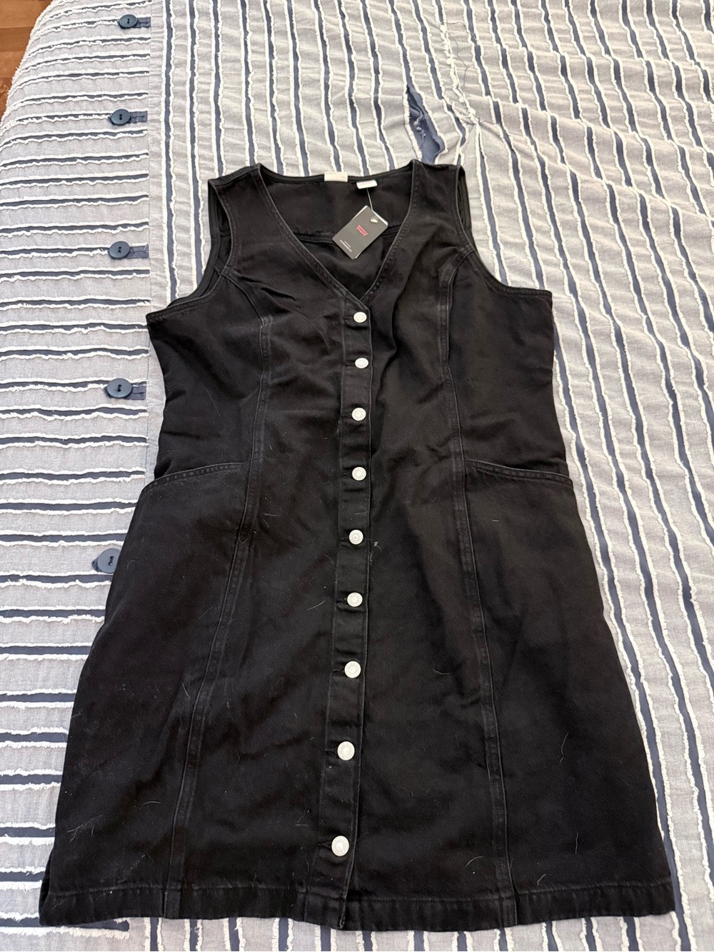 Levi's Black Sleeveless A-line Dress with Back Belt Detail